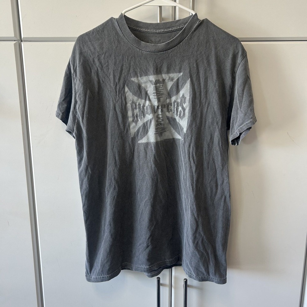 West Coast Choppers Jesse James T-Shirt Gray Iron Cross Biker Graphic Men Small